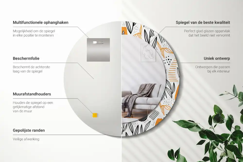 Specchio circolare stampato Papaya