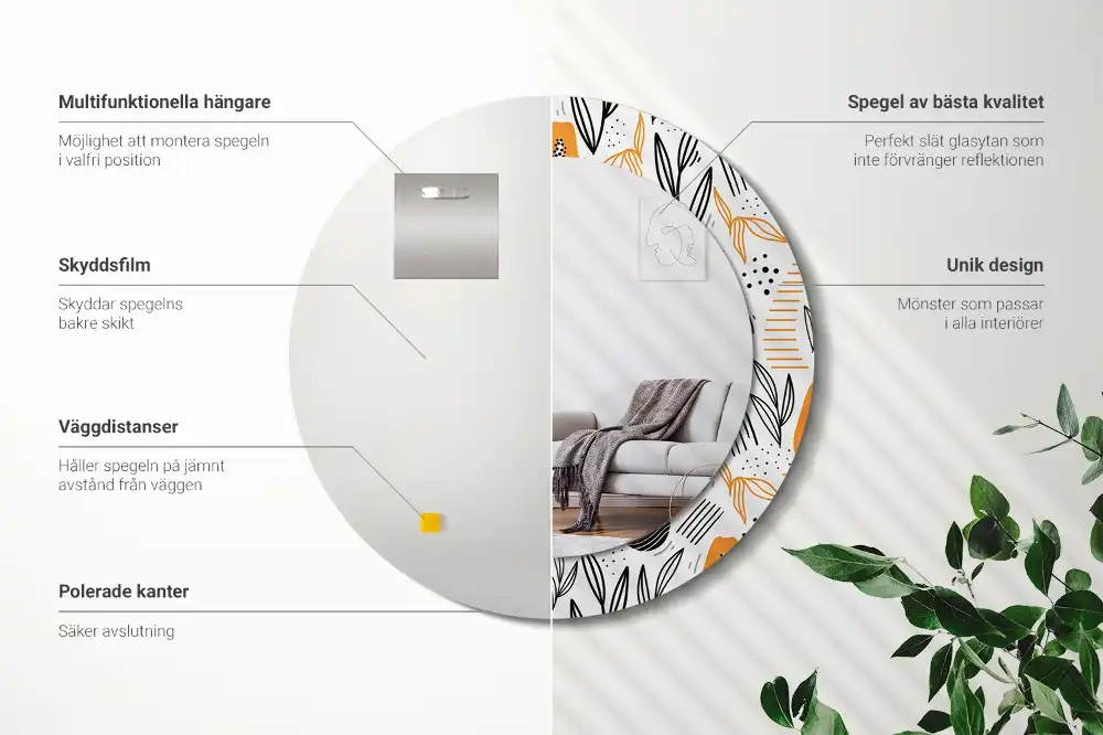 Specchio circolare stampato Papaya