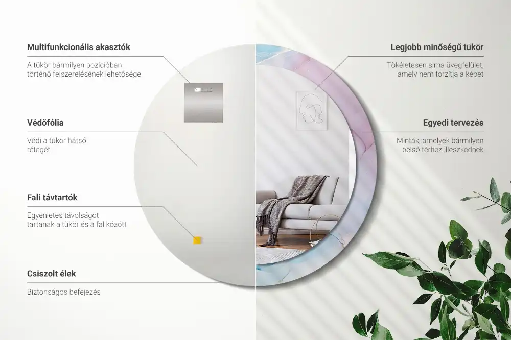 Specchio rotondo con cornice stampata Stile marmo