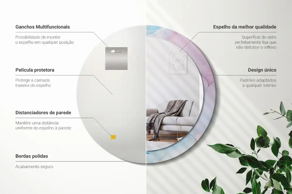 Specchio rotondo con cornice stampata Stile marmo