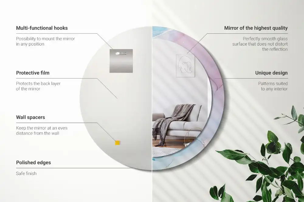 Specchio rotondo con cornice stampata Stile marmo