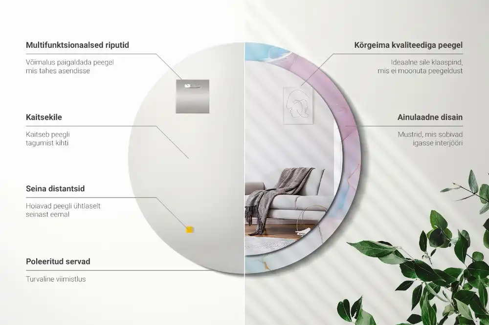 Specchio rotondo con cornice stampata Stile marmo