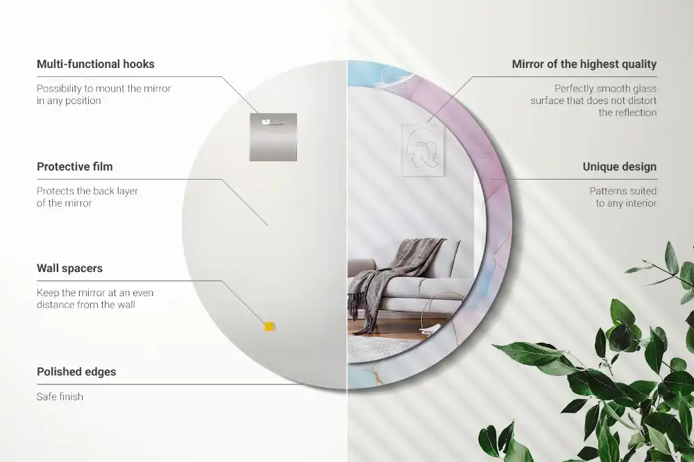 Specchio rotondo con cornice stampata Stile marmo