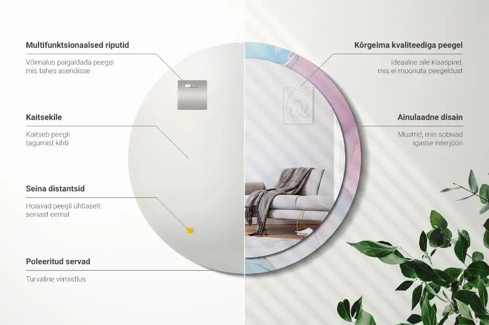 Specchio rotondo con cornice stampata Stile marmo