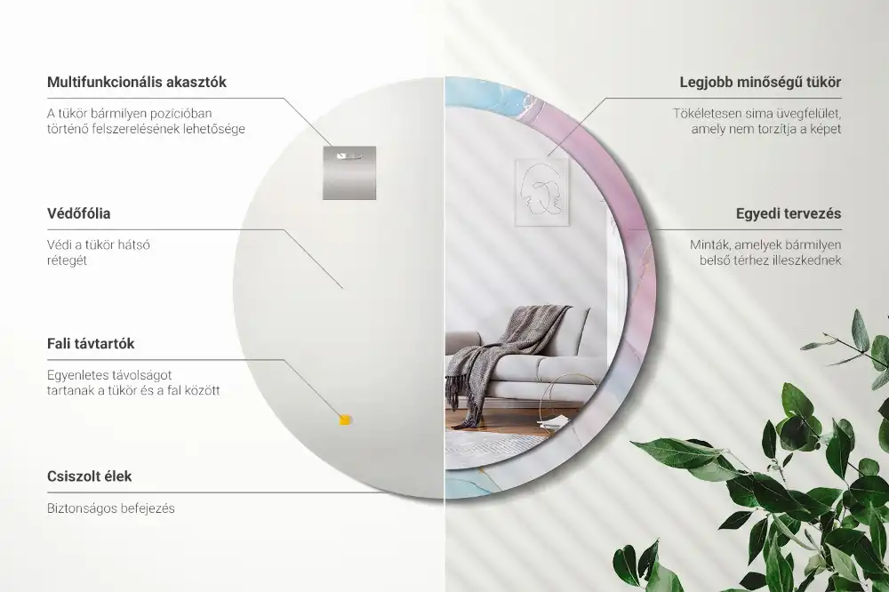 Specchio rotondo con cornice stampata Stile marmo