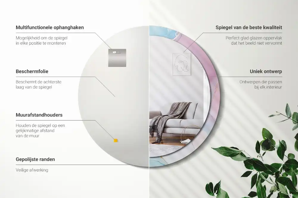 Specchio rotondo con cornice stampata Stile marmo