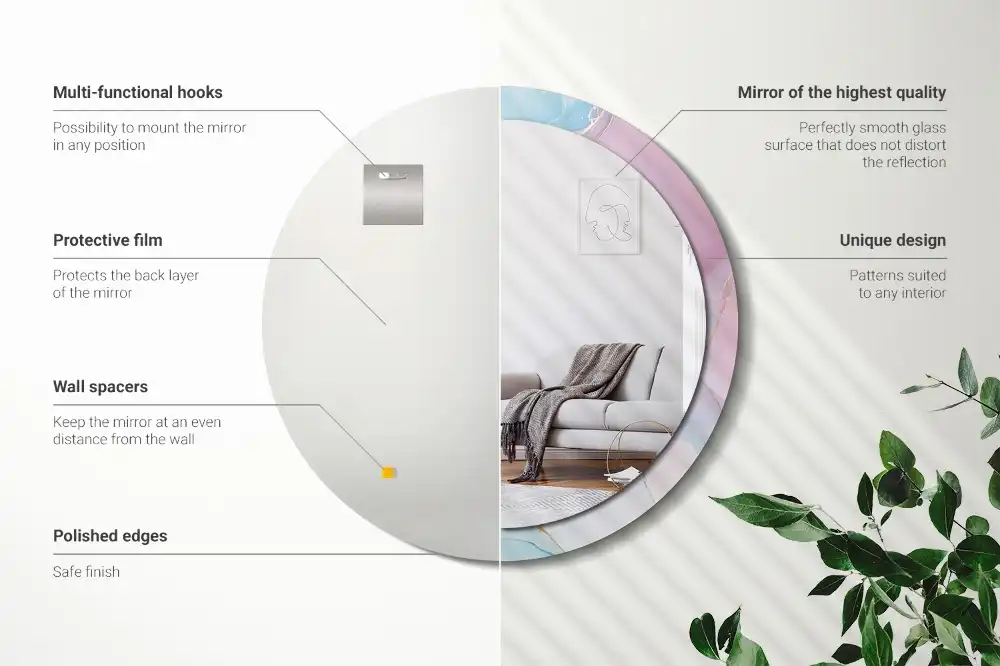 Specchio rotondo con cornice stampata Stile marmo