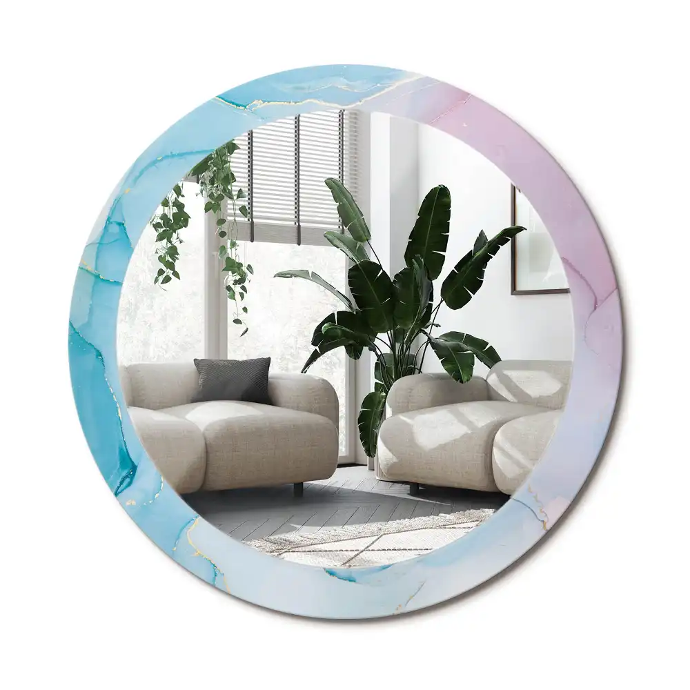 Specchio rotondo con cornice stampata Stile marmo