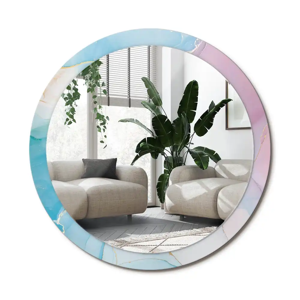 Specchio rotondo con cornice stampata Stile marmo