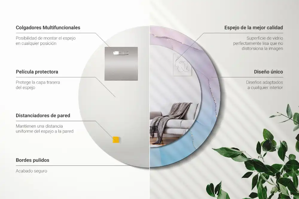 Specchio rotondo con cornice stampata Stile marmo