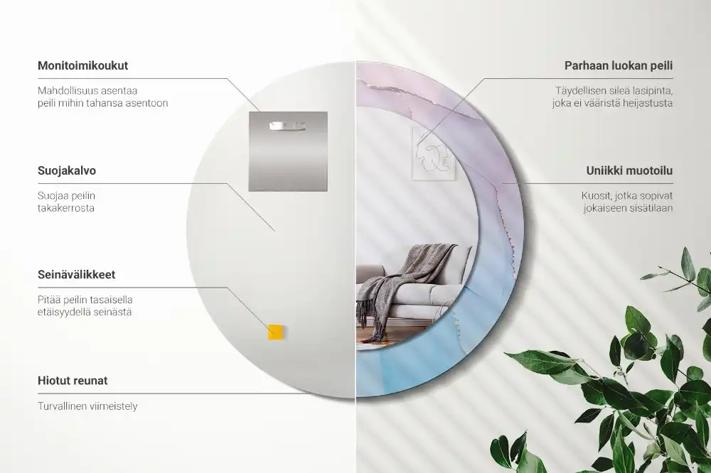 Specchio rotondo con cornice stampata Stile marmo