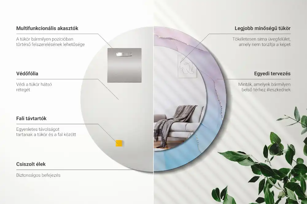 Specchio rotondo con cornice stampata Stile marmo