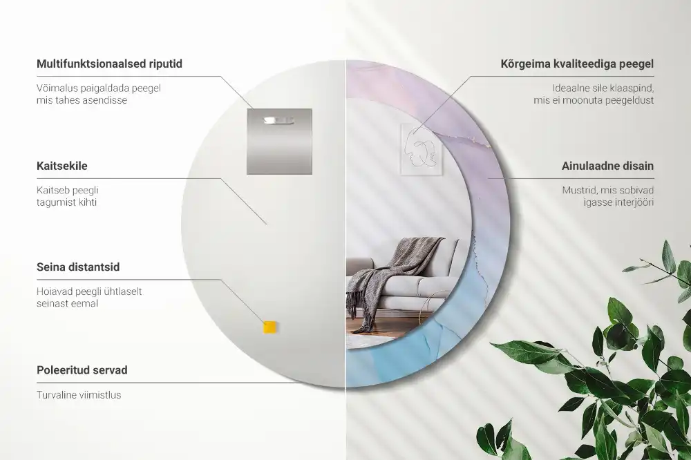 Specchio rotondo con cornice stampata Stile marmo