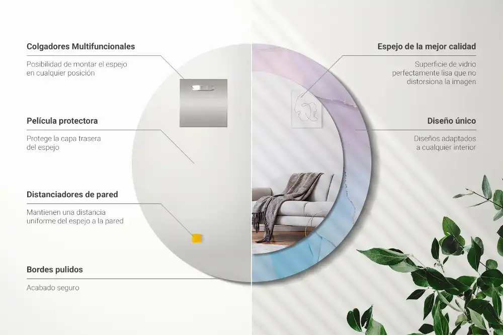 Specchio rotondo con cornice stampata Stile marmo