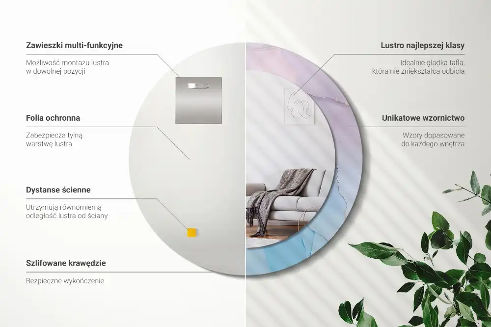 Specchio rotondo con cornice stampata Stile marmo