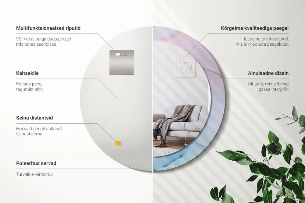 Specchio rotondo con cornice stampata Stile marmo