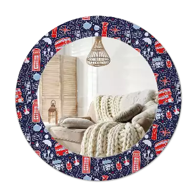 Specchio rotondo con cornice stampata Londra