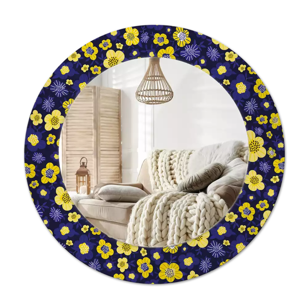 Specchio circolare decoro Piccoli fiori