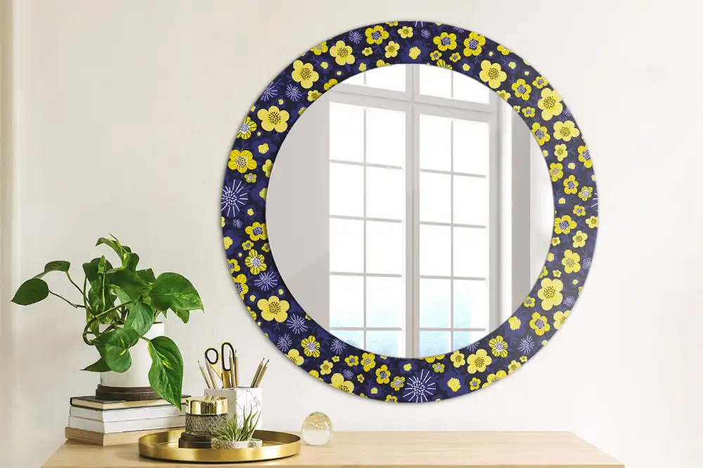 Specchio circolare decoro Piccoli fiori