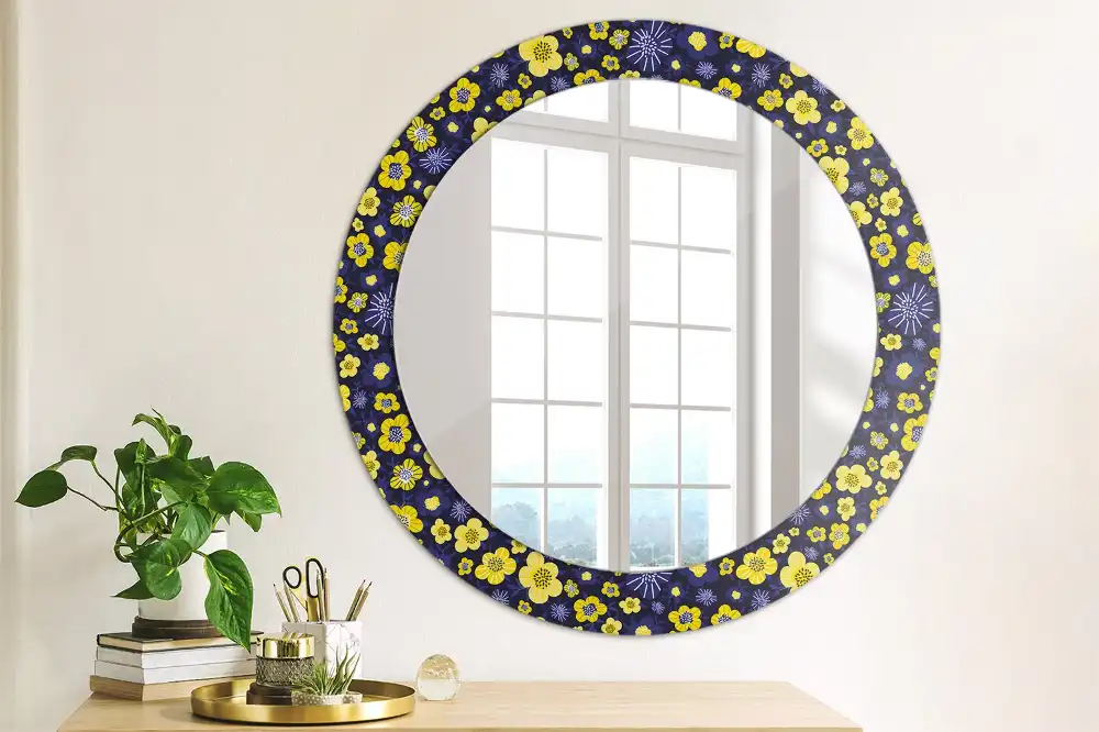 Specchio circolare decoro Piccoli fiori