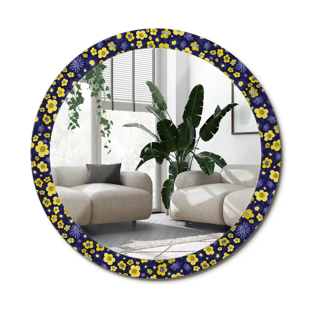 Specchio circolare decoro Piccoli fiori