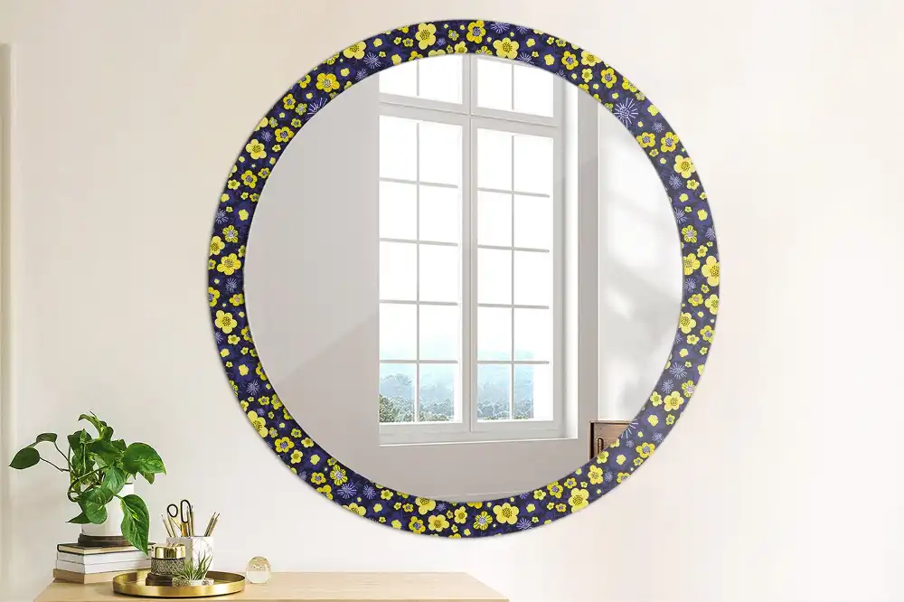 Specchio circolare decoro Piccoli fiori