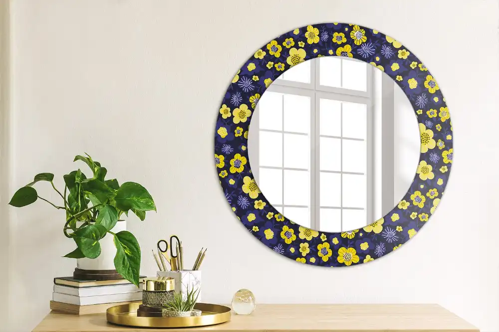 Specchio circolare decoro Piccoli fiori