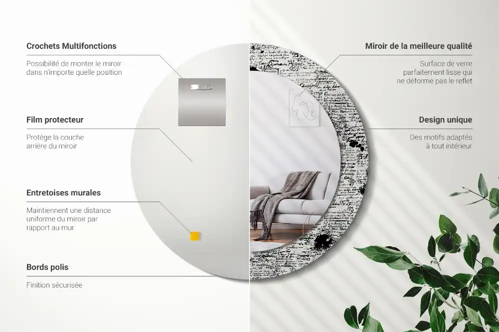 Specchio rotondo con cornice stampata Scarabocchi