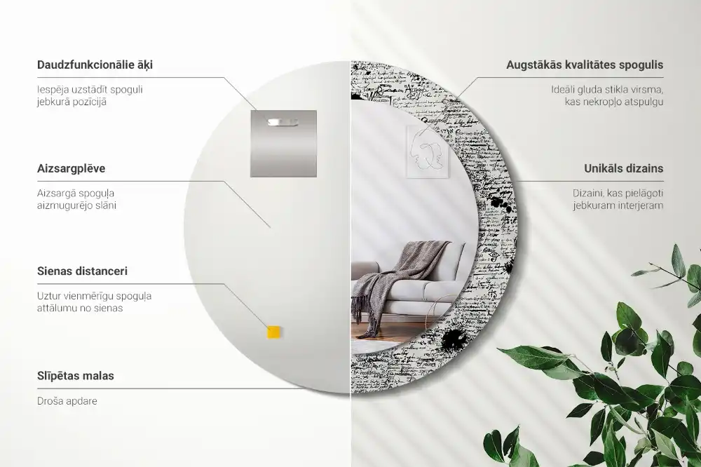 Specchio rotondo con cornice stampata Scarabocchi