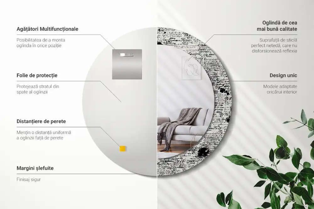 Specchio rotondo con cornice stampata Scarabocchi