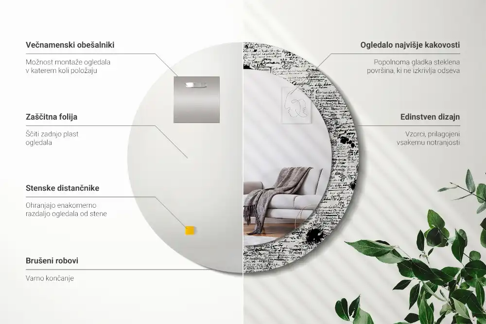 Specchio rotondo con cornice stampata Scarabocchi