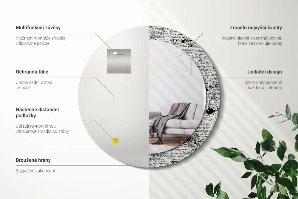 Specchio rotondo con cornice stampata Scarabocchi