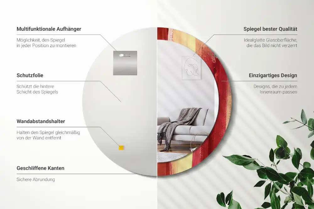 Specchio circolare stampato Pittura astratta