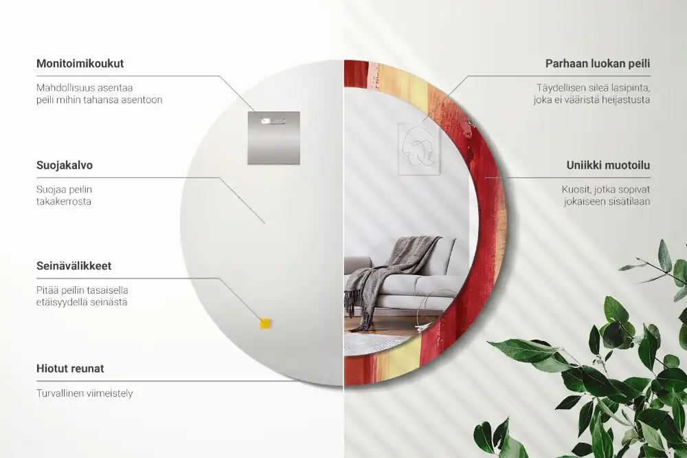 Specchio circolare stampato Pittura astratta