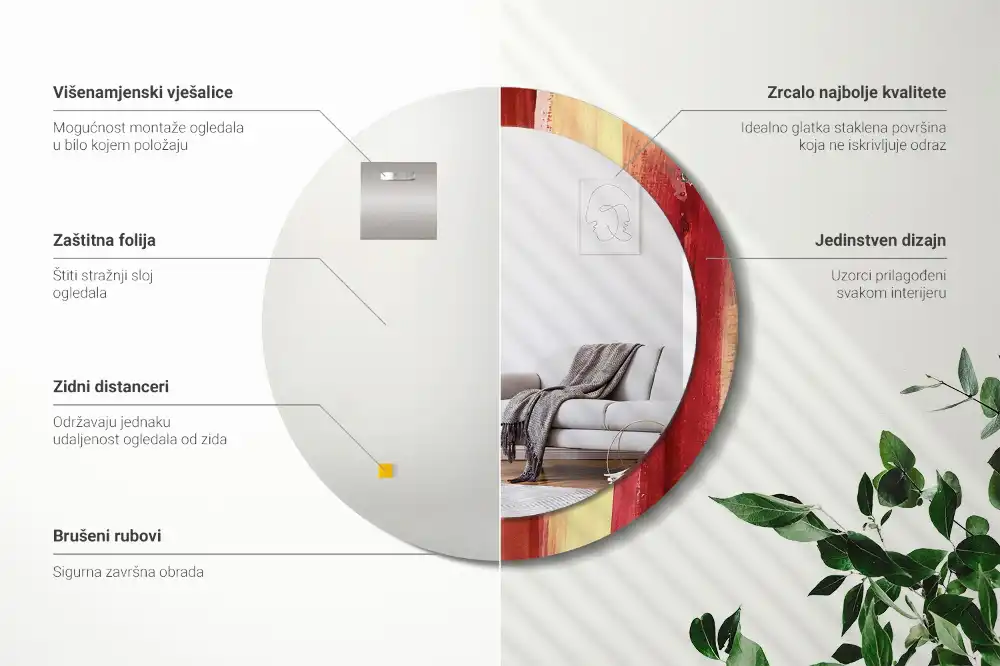 Specchio circolare stampato Pittura astratta