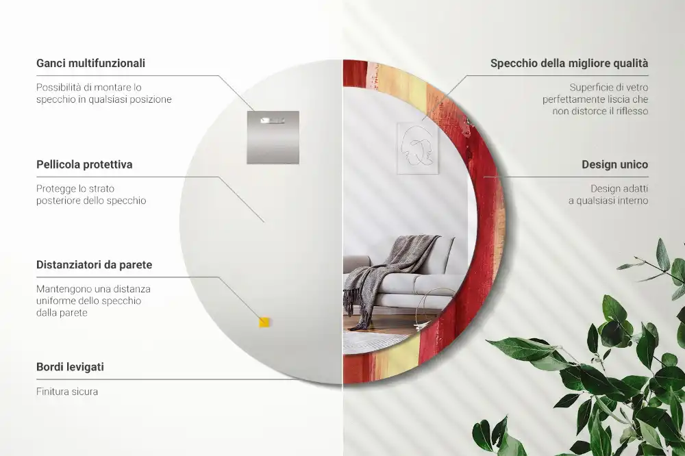 Specchio circolare stampato Pittura astratta