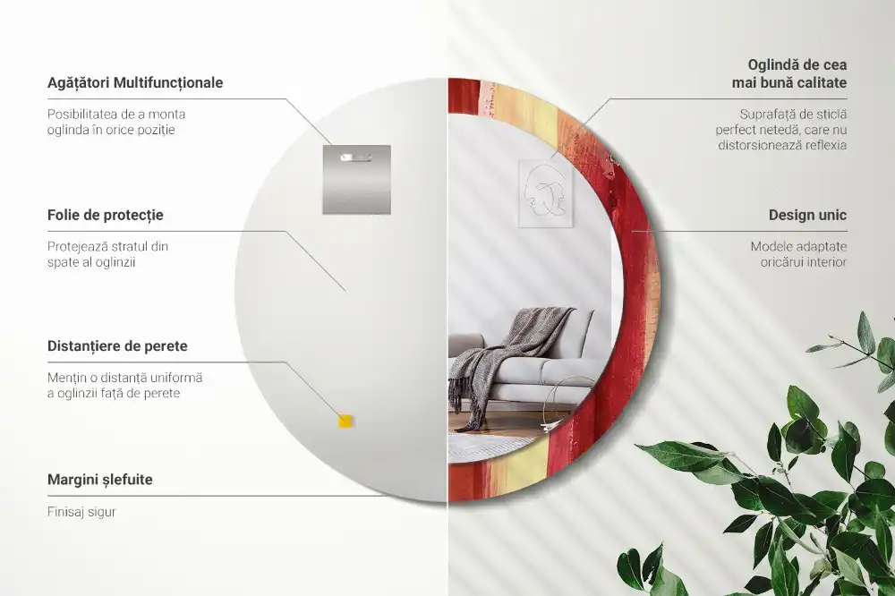 Specchio circolare stampato Pittura astratta