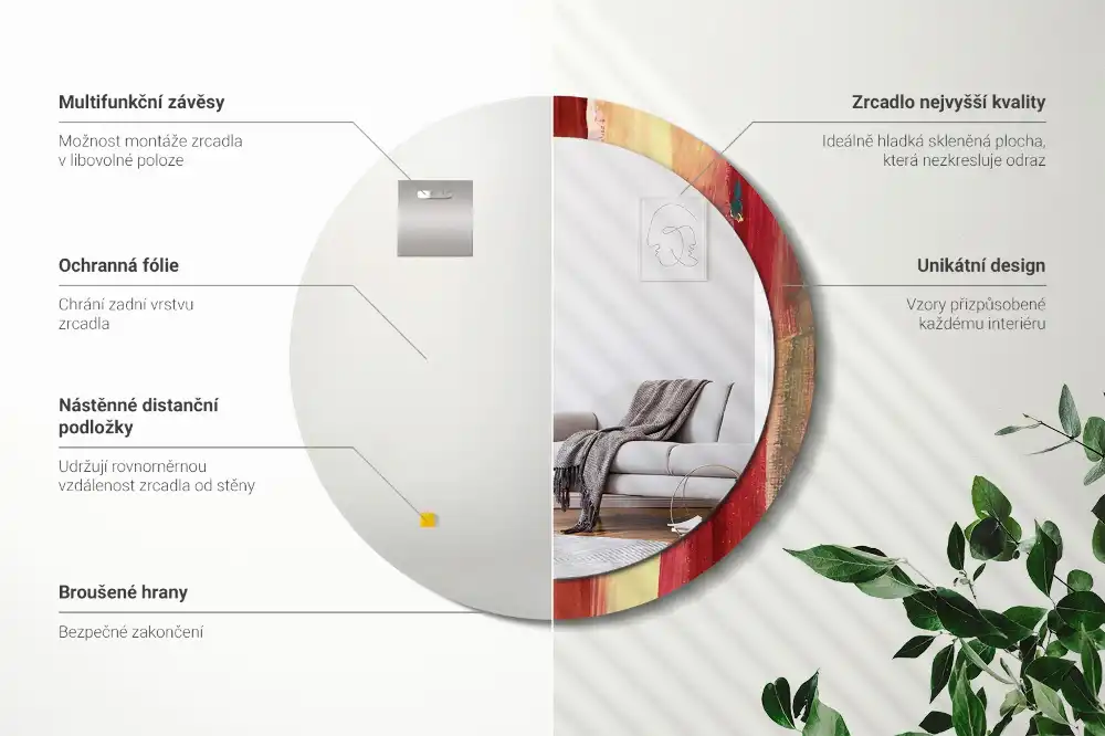 Specchio circolare stampato Pittura astratta