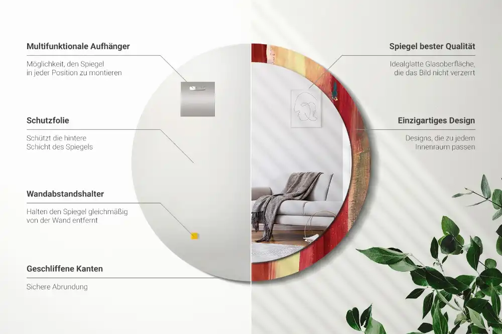 Specchio circolare stampato Pittura astratta