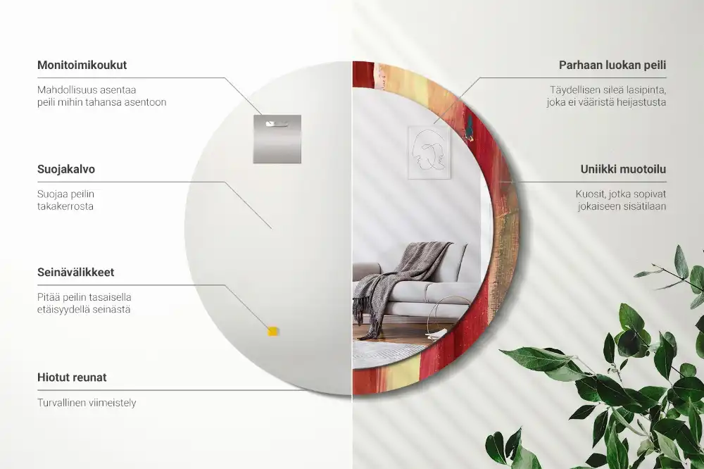 Specchio circolare stampato Pittura astratta