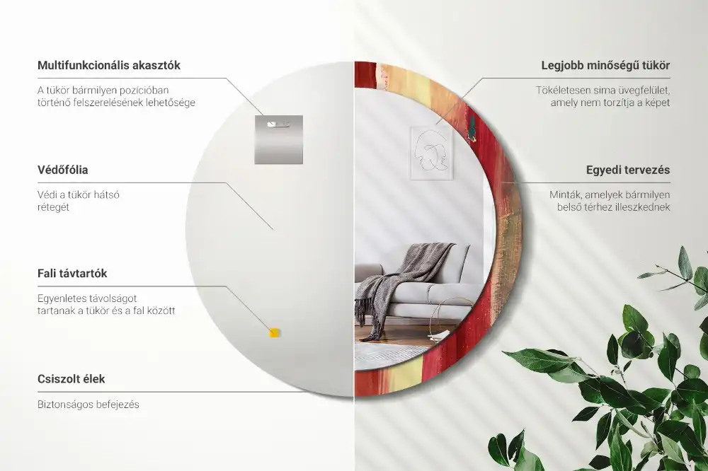 Specchio circolare stampato Pittura astratta