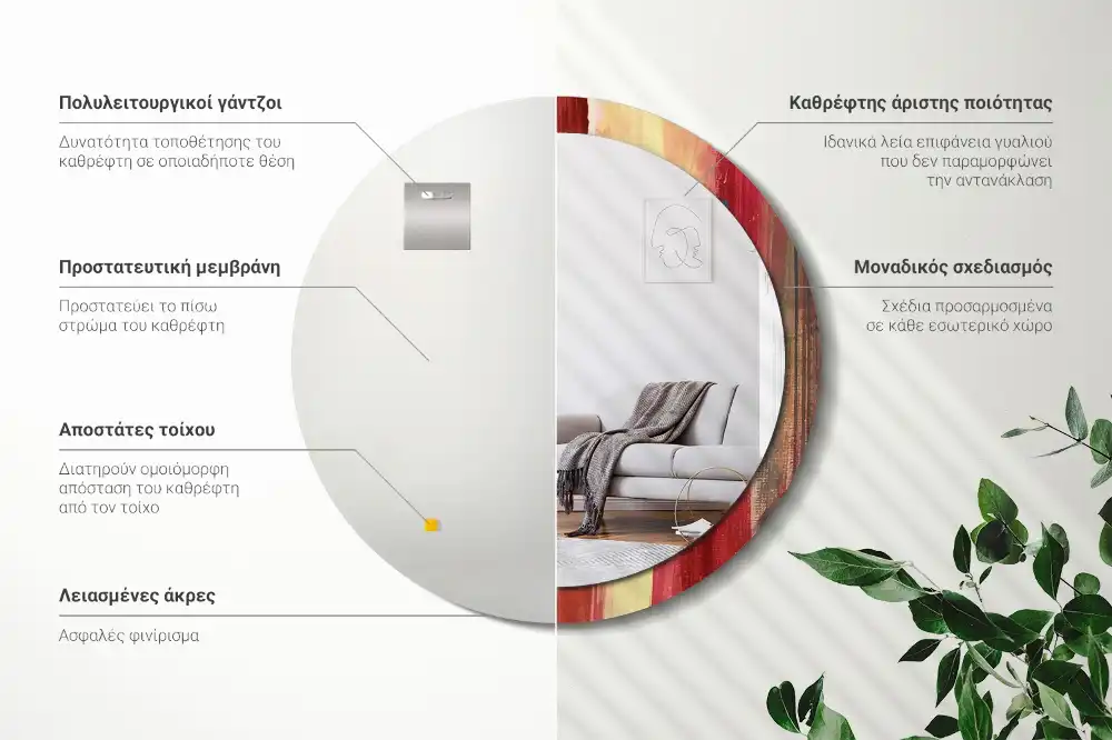 Specchio circolare stampato Pittura astratta