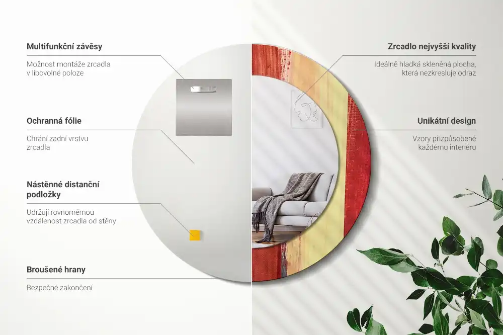 Specchio circolare stampato Pittura astratta