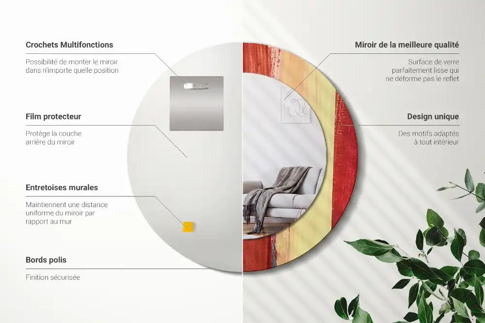 Specchio circolare stampato Pittura astratta