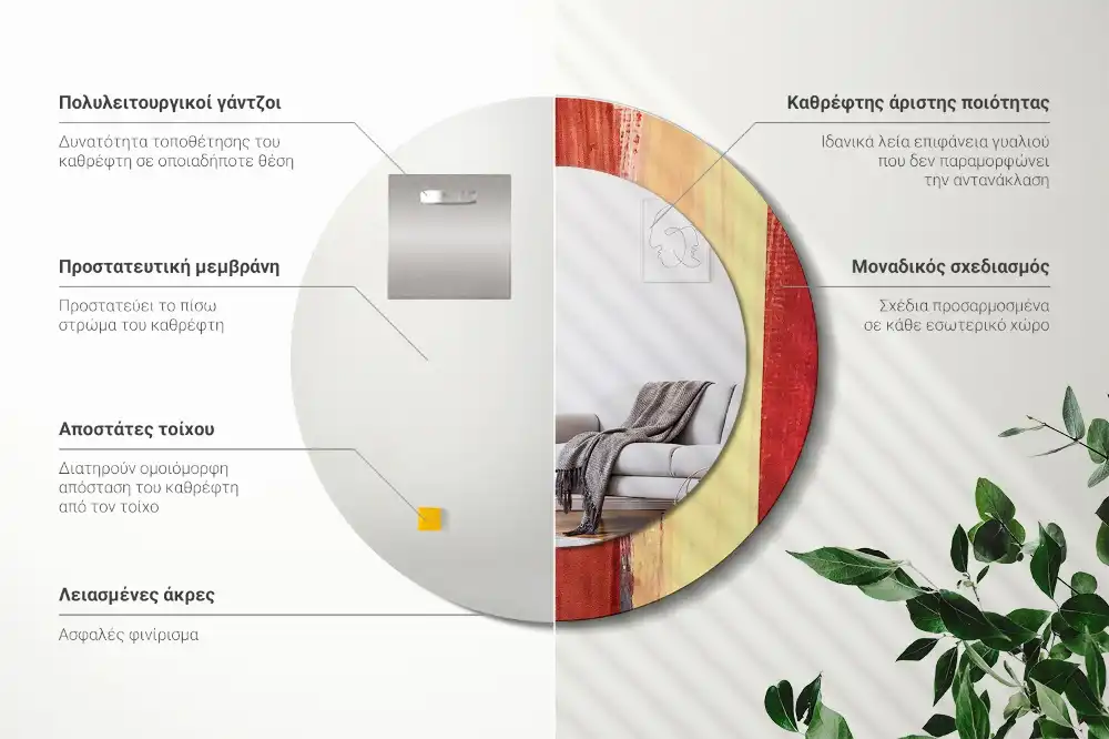 Specchio circolare stampato Pittura astratta