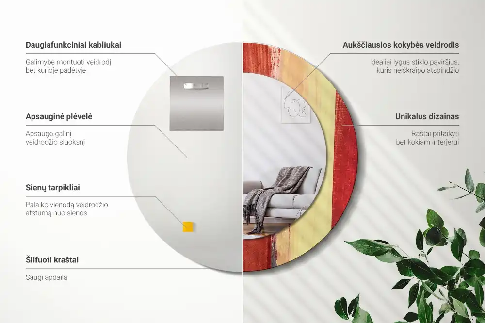 Specchio circolare stampato Pittura astratta