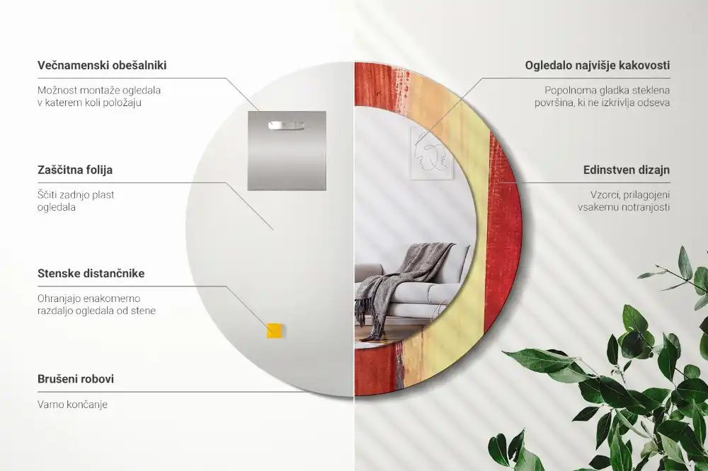 Specchio circolare stampato Pittura astratta