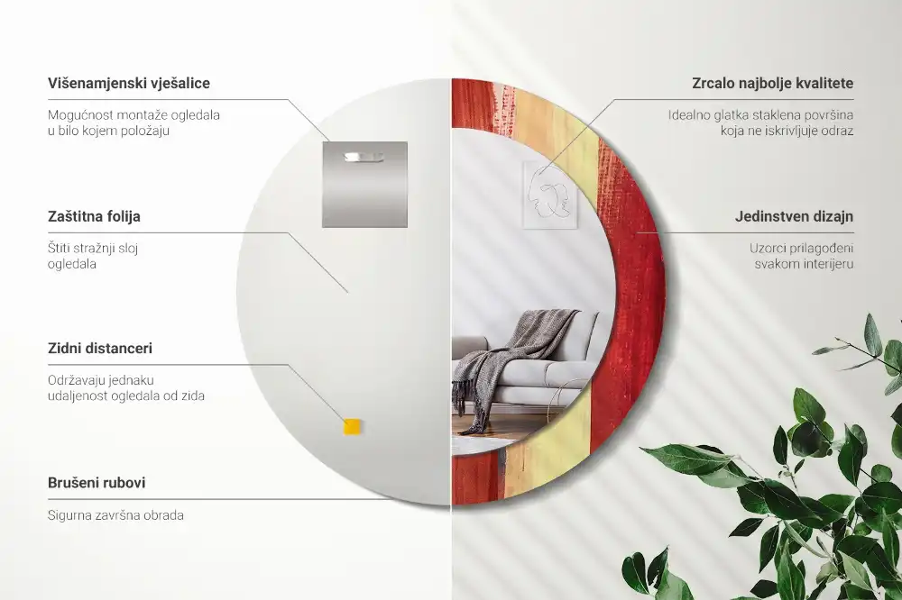 Specchio circolare stampato Pittura astratta