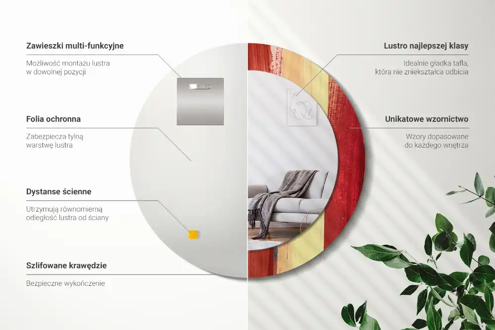 Specchio circolare stampato Pittura astratta