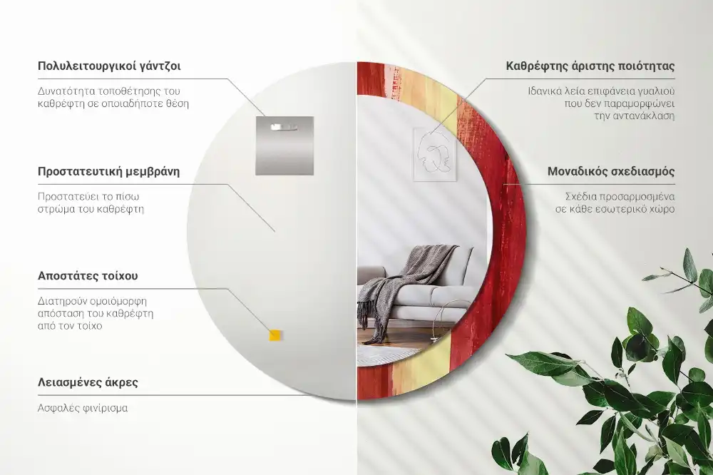 Specchio circolare stampato Pittura astratta
